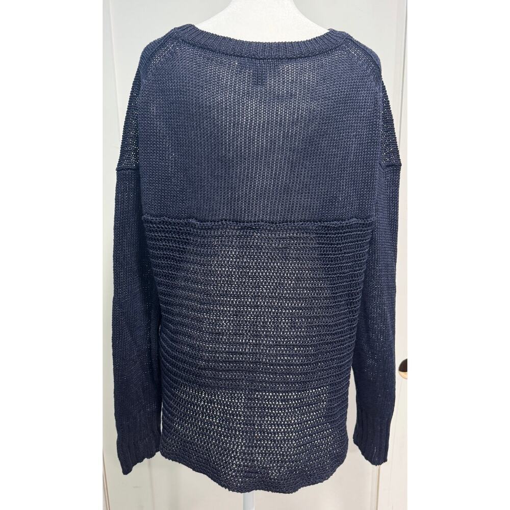 J. CREW 100% Linen Crewneck Pullover Sweater Crochet Knit Size L - Picture 3 of 5